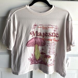 Colorful Planet Jrs Size XL Mushroom Greyish Purple Crop Top New With Tags